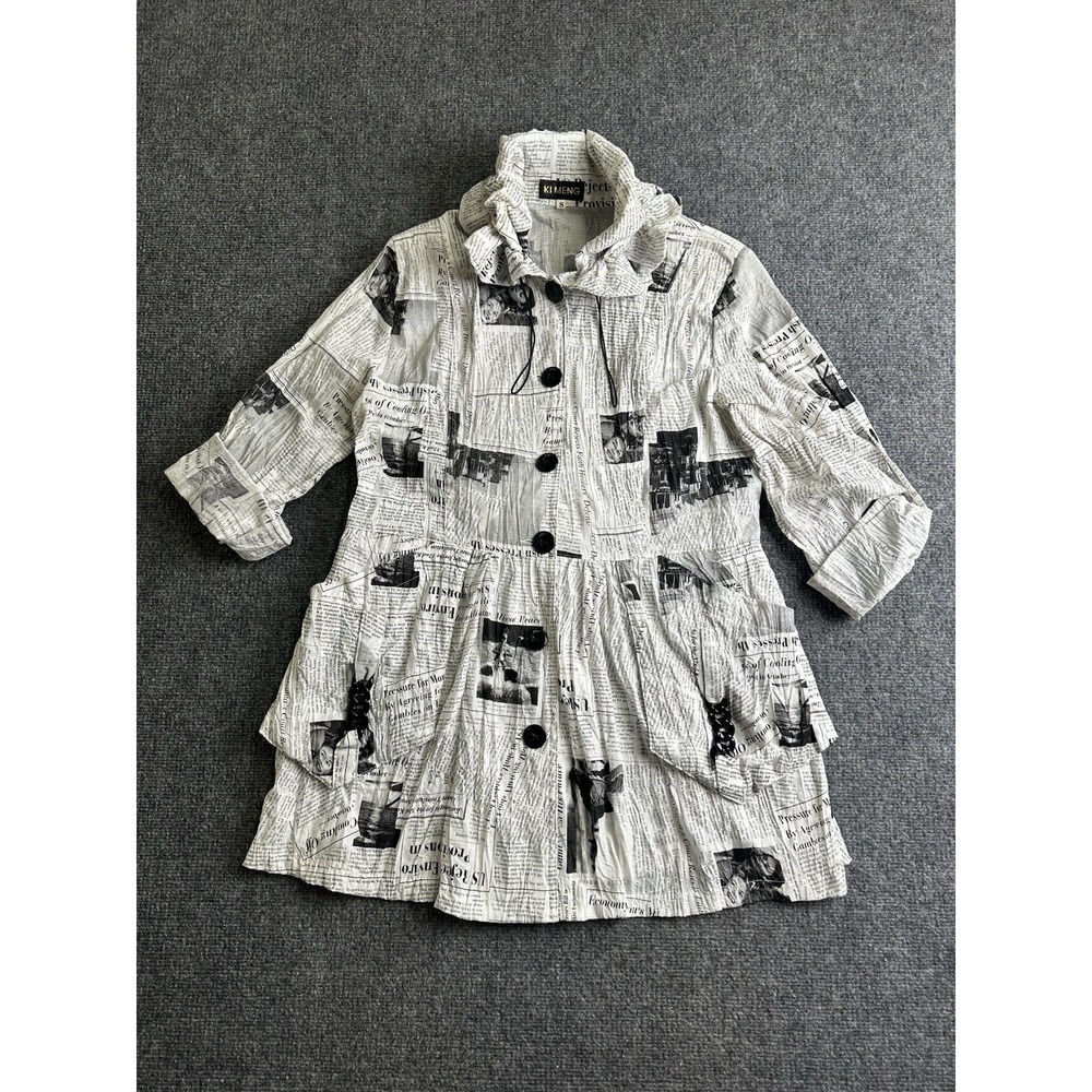Womens KI MENG Newspaper Print Dress Made in Korea, Size S